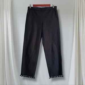New J. Crew Loose Wide Black Linen Cotton Blend Ankle Cropped Pants Size 4 Small